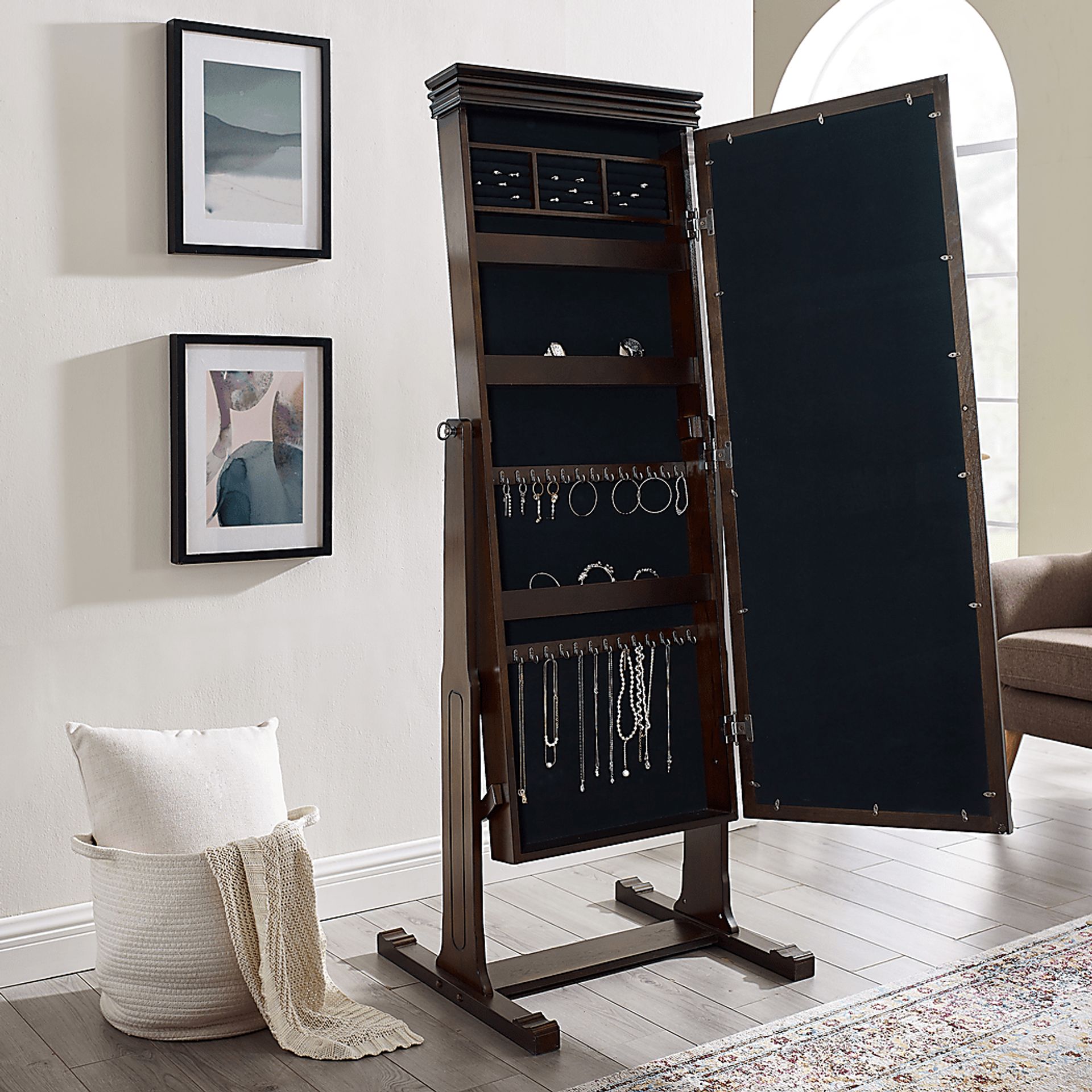 Clagett Brown Mirror Jewelry Armoire - Image 4