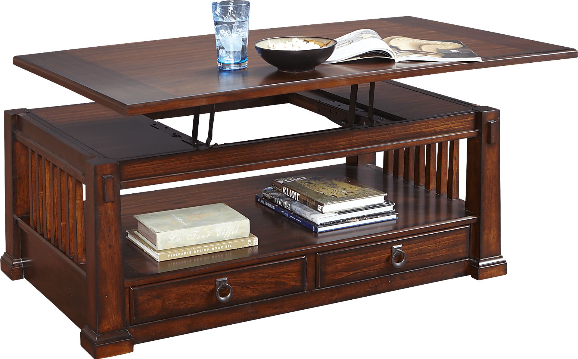 Clairfield Tobacco Lift Top Cocktail Table - Image 2