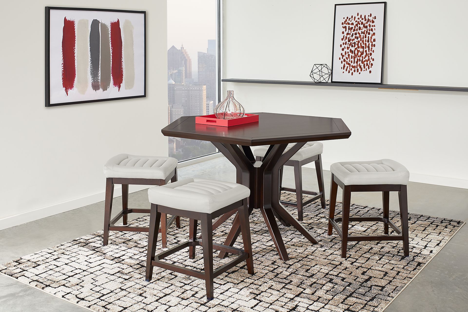 Clairmont Heights Merlot Hexagonal Counter Height Dining Table - Image 2