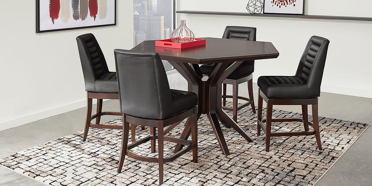 Clairmont Heights Merlot 4 Pc Hexagonal Counter Height Dining Room