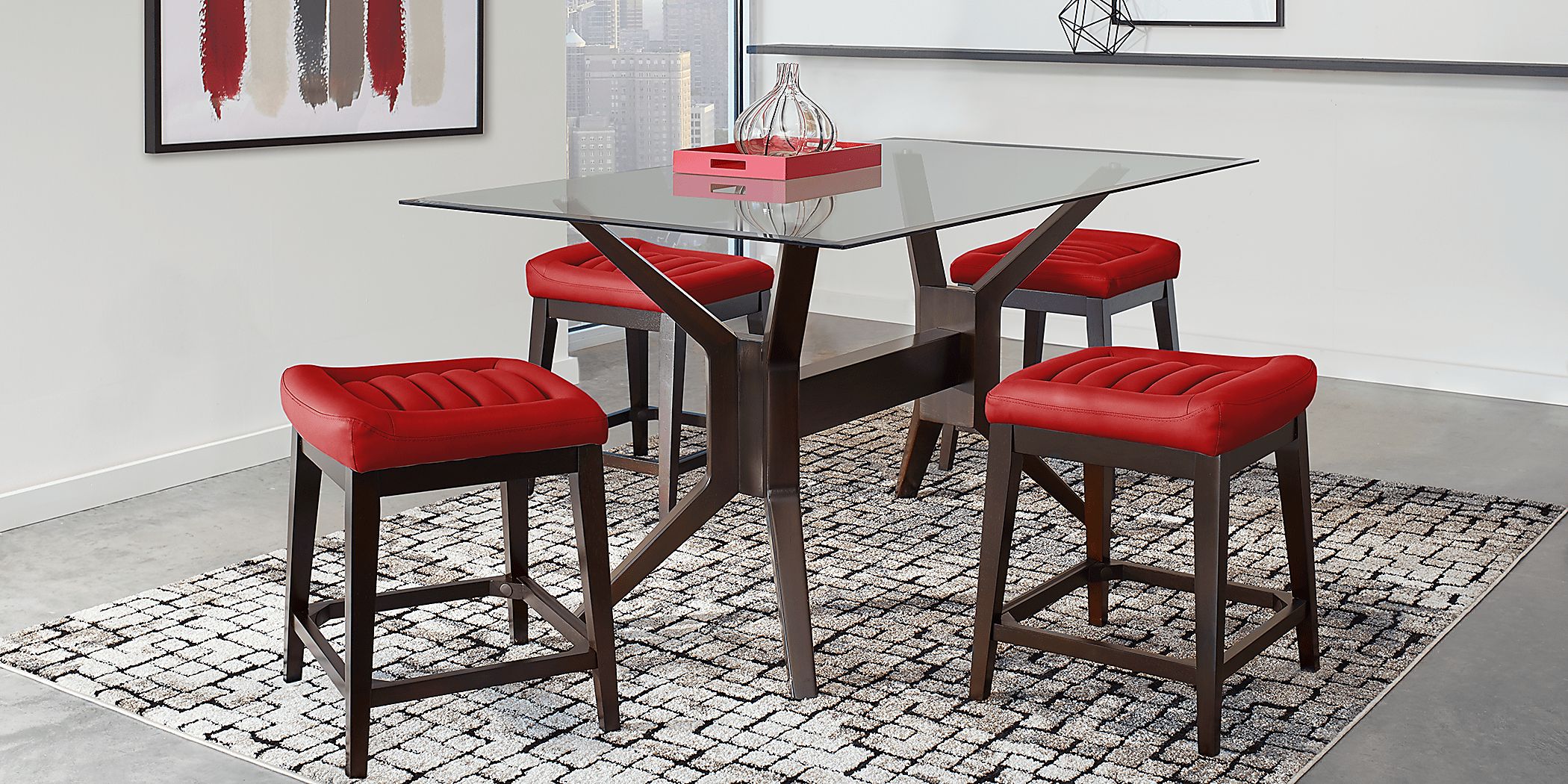 Clairmont Heights Pc Merlot Dark Wood Red Dining Room Set With