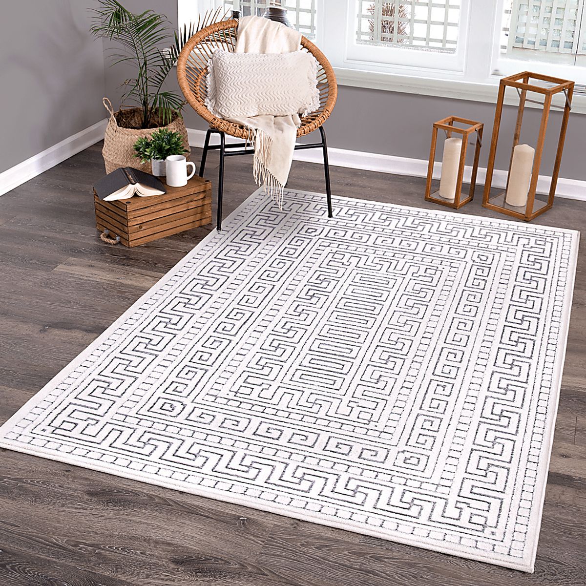Clapp White Polypropylene Fabric Rug | Rooms to Go