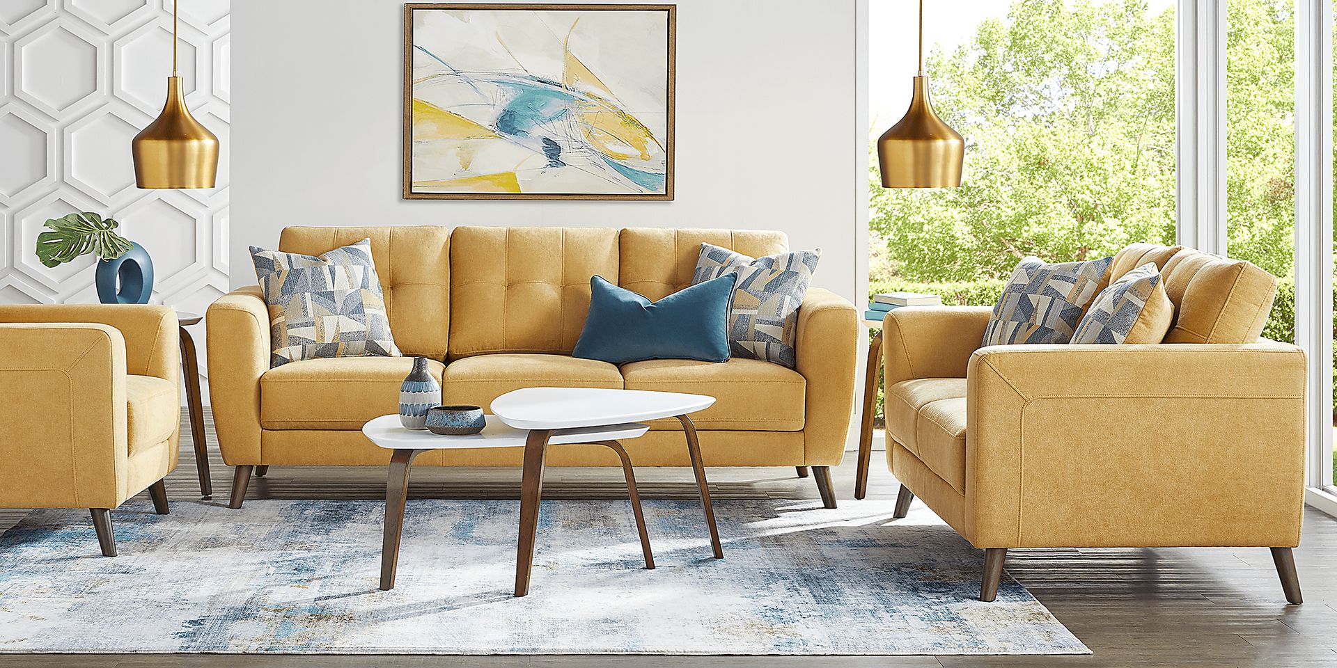 Claremont Heights Sunflower Yellow Woven Sofa | Rooms to Go