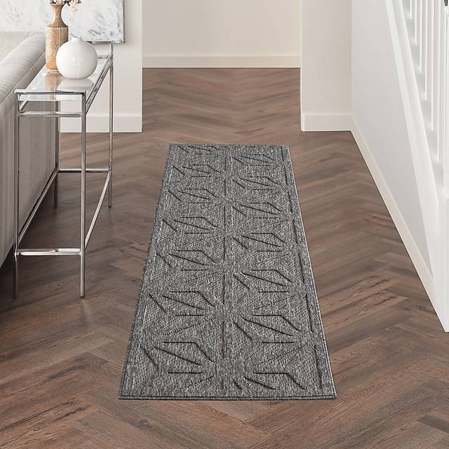 Clarene Dark Gray 2'2 x 7'6 Runner Indoor/Outdoor Rug - Thumbnail - Image 2
