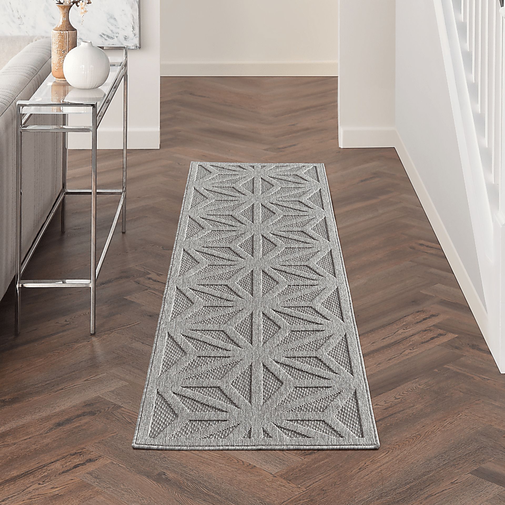 Clarene Light Gray 2'2 x 10' Indoor/Outdoor Rug - Image 3
