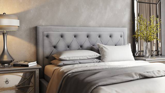 Clarette Gray Queen Upholstered Headboard - Thumbnail - Image 2