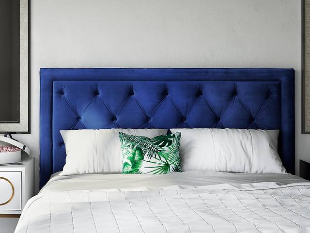 Clarette Navy Full Upholstered Headboard - Thumbnail - Image 2