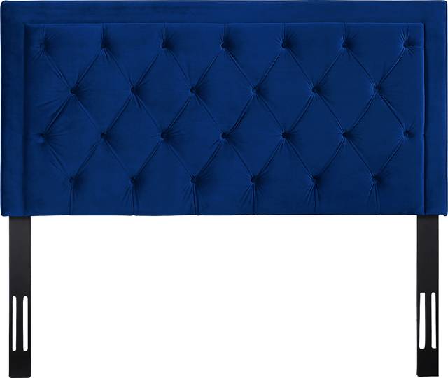 Clarette Navy Queen Upholstered Headboard - Thumbnail - Image 1