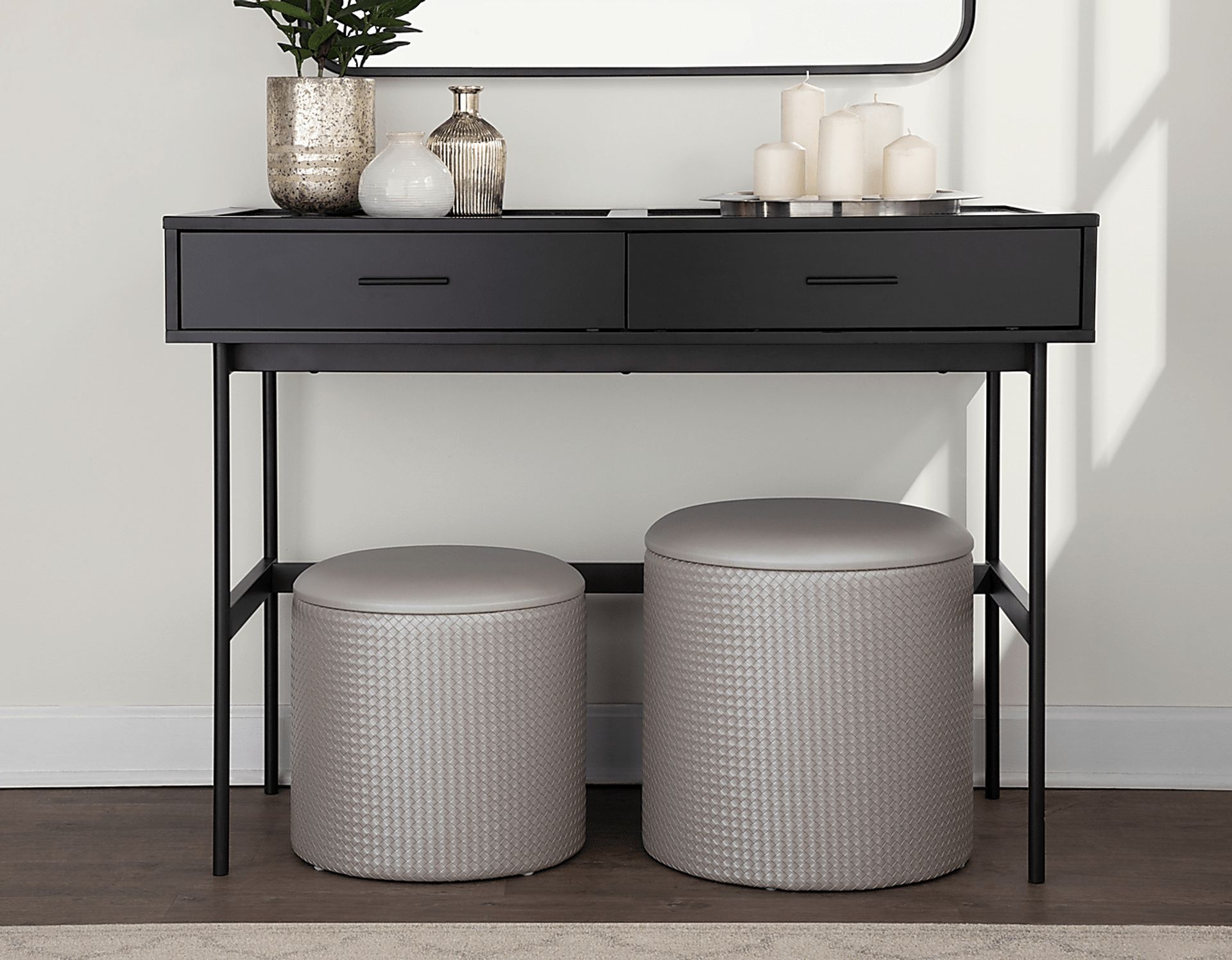 Clarinth Silver Ottoman, Set of 2 - Image 2