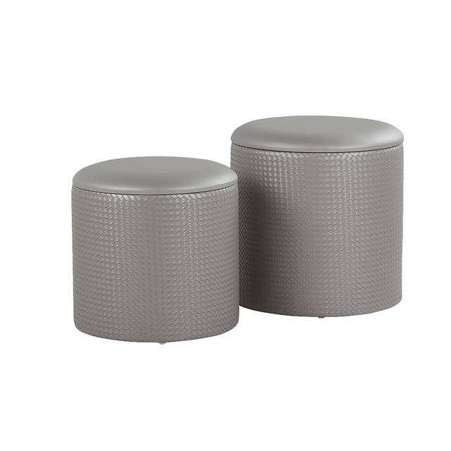 Clarinth Silver Ottoman, Set of 2 - Thumbnail - Image 1