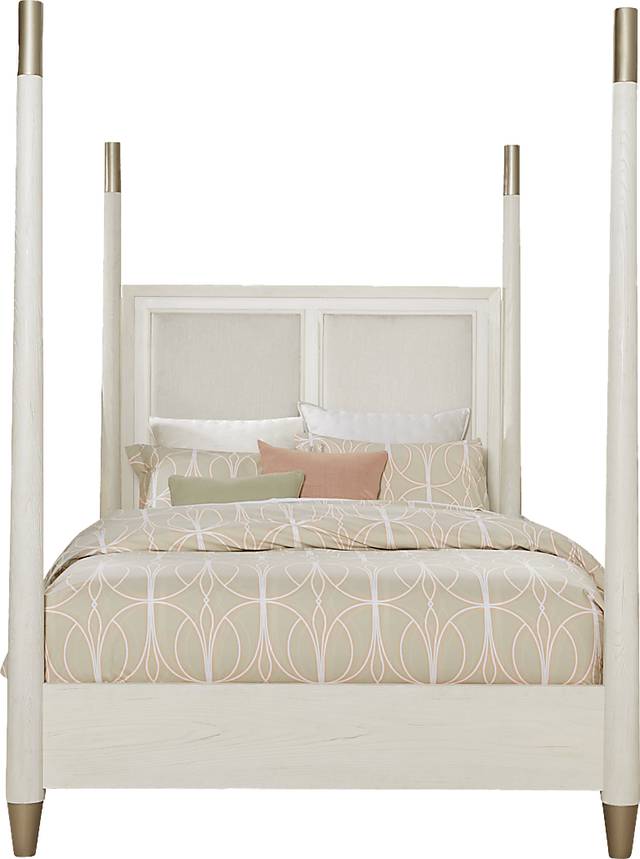 Clarissa White 3 Pc Queen Poster Bed - Thumbnail - Image 1