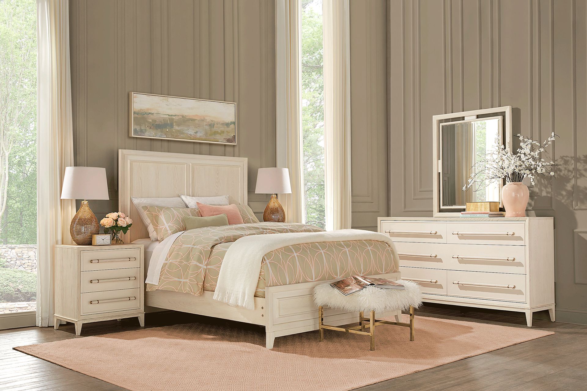 Clarissa White 7 Pc Queen Panel Bedroom - Image 1