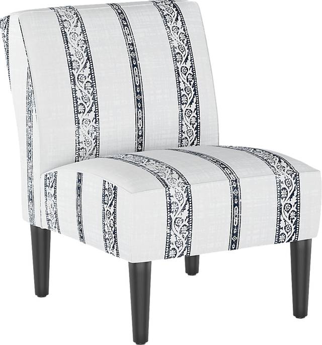 Classical Notes White-Gray Accent Chair - Thumbnail - Image 1