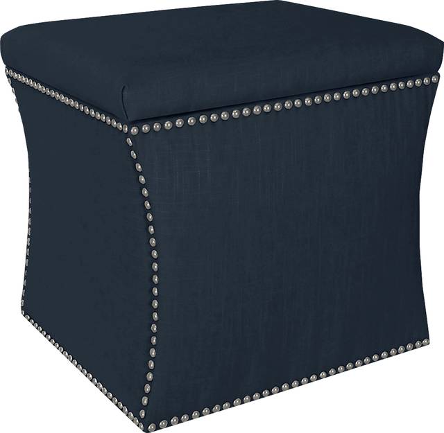 Classical Notes Navy Storage Ottoman - Thumbnail - Image 1