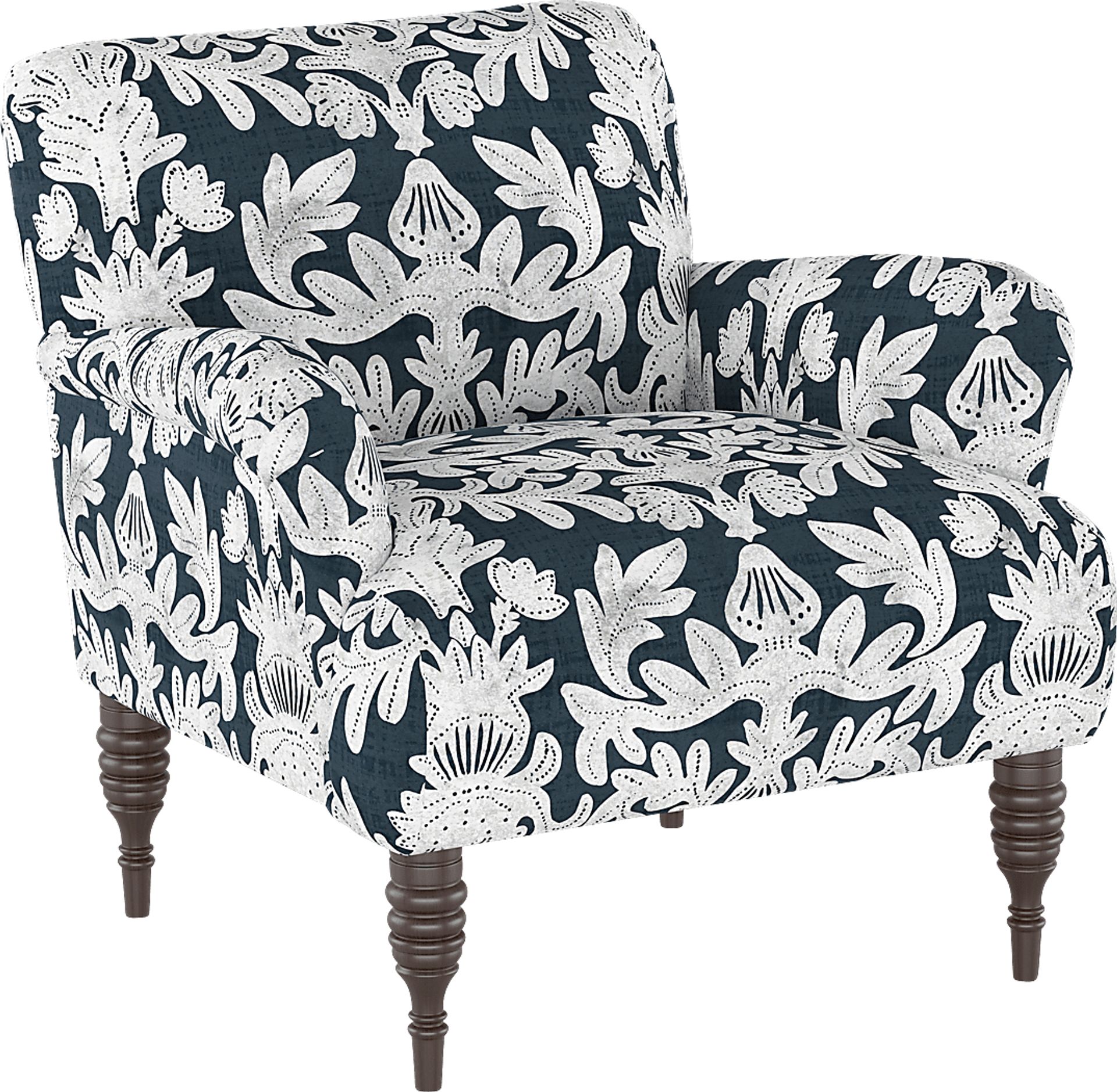 Classical Notes White-Gray Accent Chair - Image 1