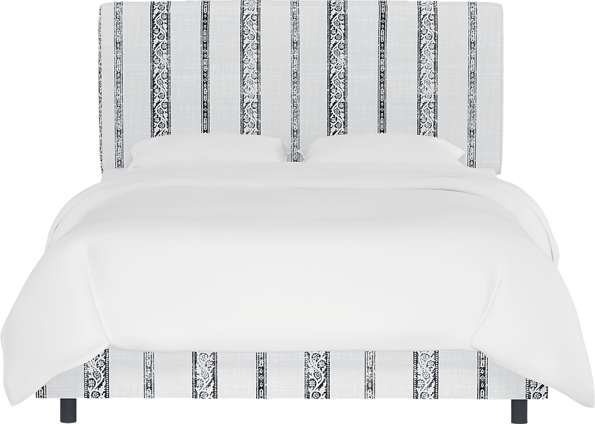 Classical Notes White-Gray Queen Upholstered Bed - Image 2