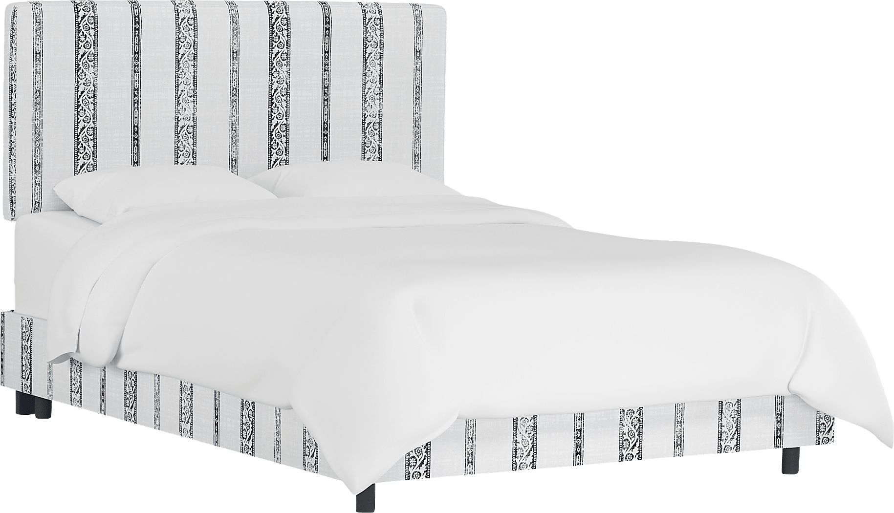 Classical Notes White-Gray Queen Upholstered Bed