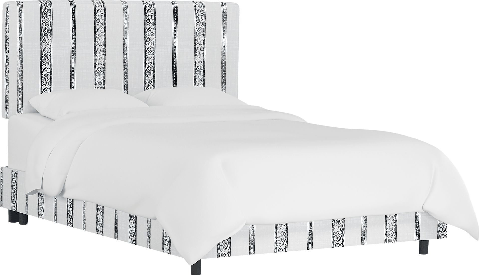 Classical Notes White-Gray Queen Upholstered Bed - Image 1