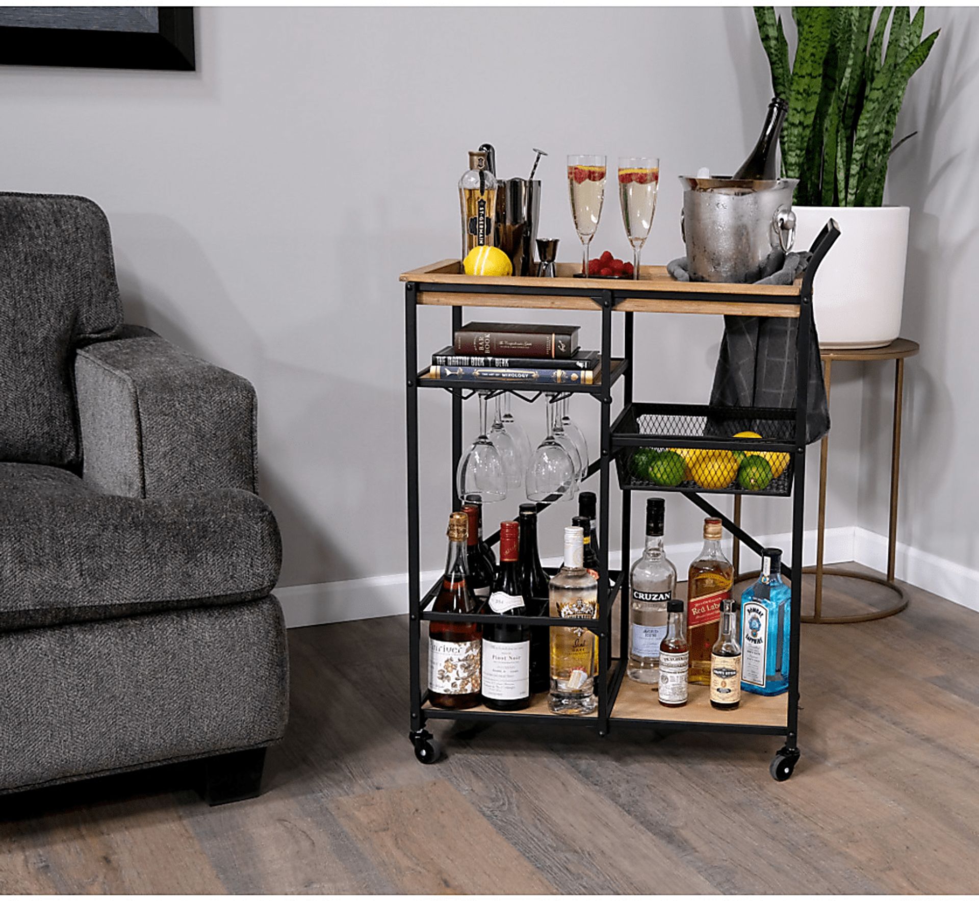 Claybourne Light Brown Bar Cart - Image 16
