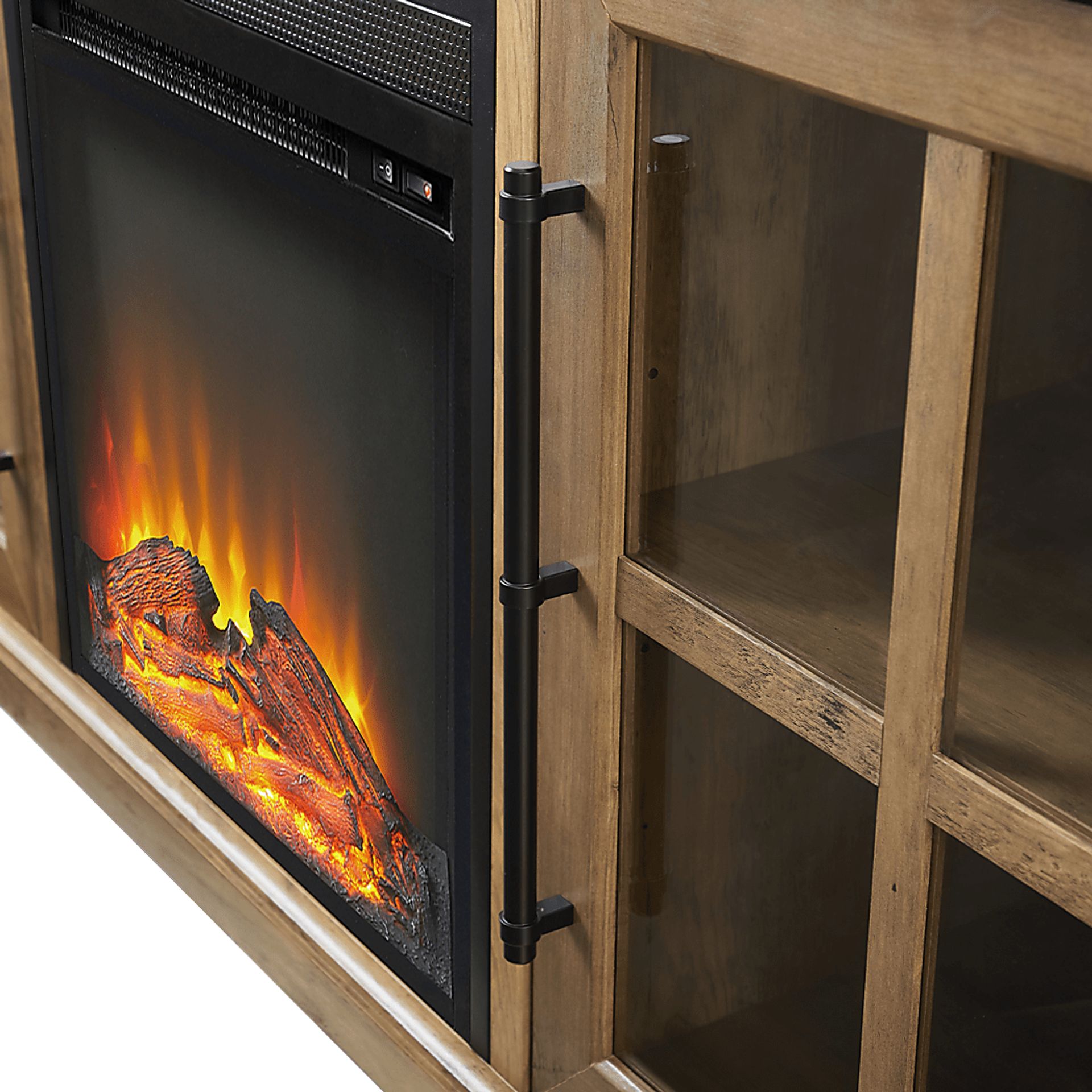 Clayshire Brown 60 in. Console, With Electric Fireplace - Image 3