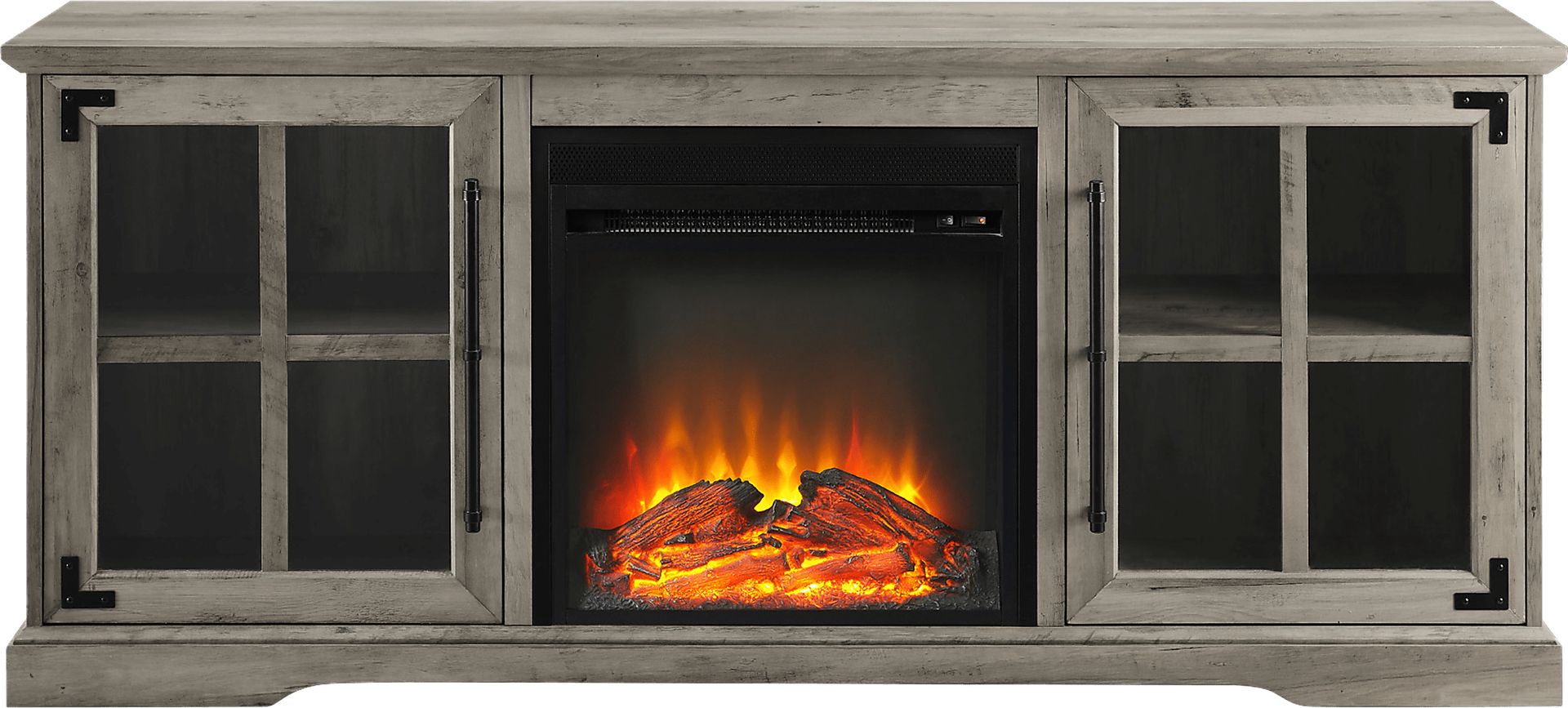 Clayshire Gray 60 in. Console, With Electric Fireplace - Image 2