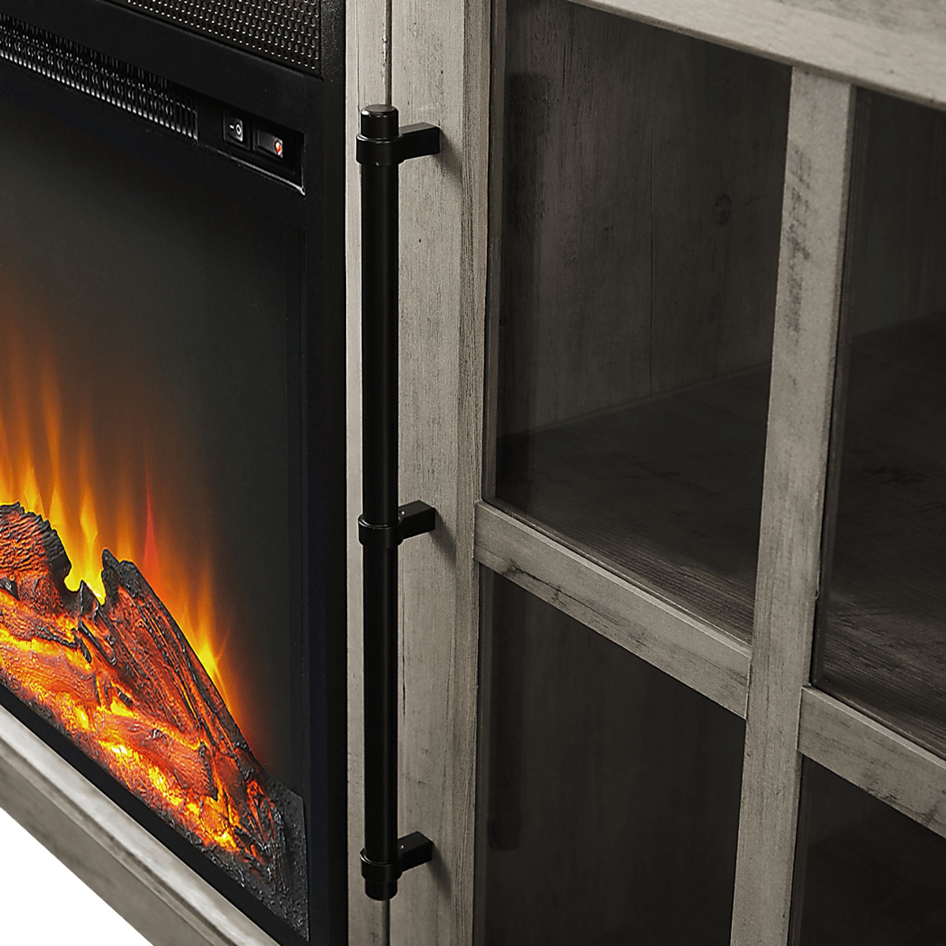 Clayshire Gray 60 in. Console, With Electric Fireplace - Image 3