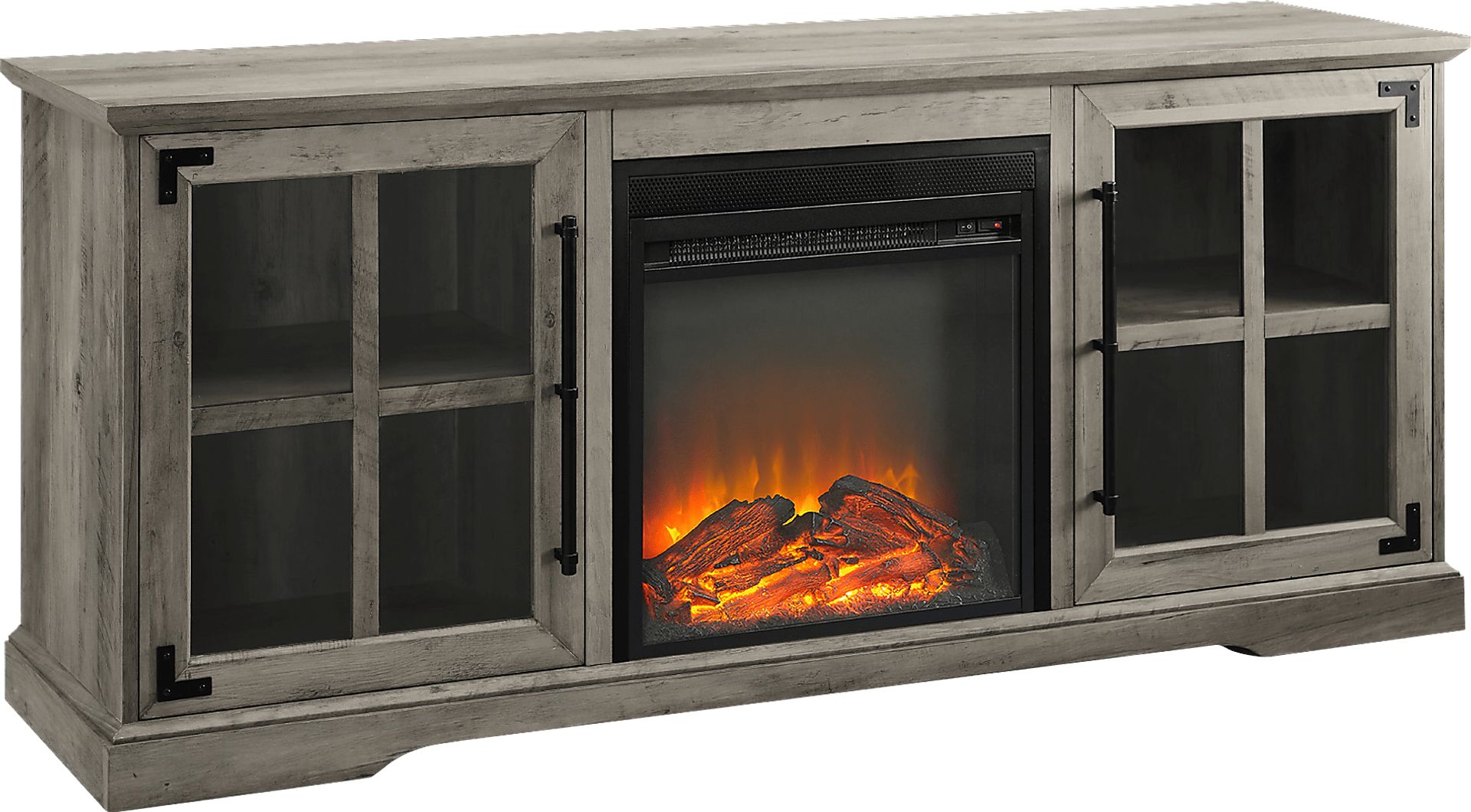 Clayshire Gray 60 in. Console, With Electric Fireplace - Image 1