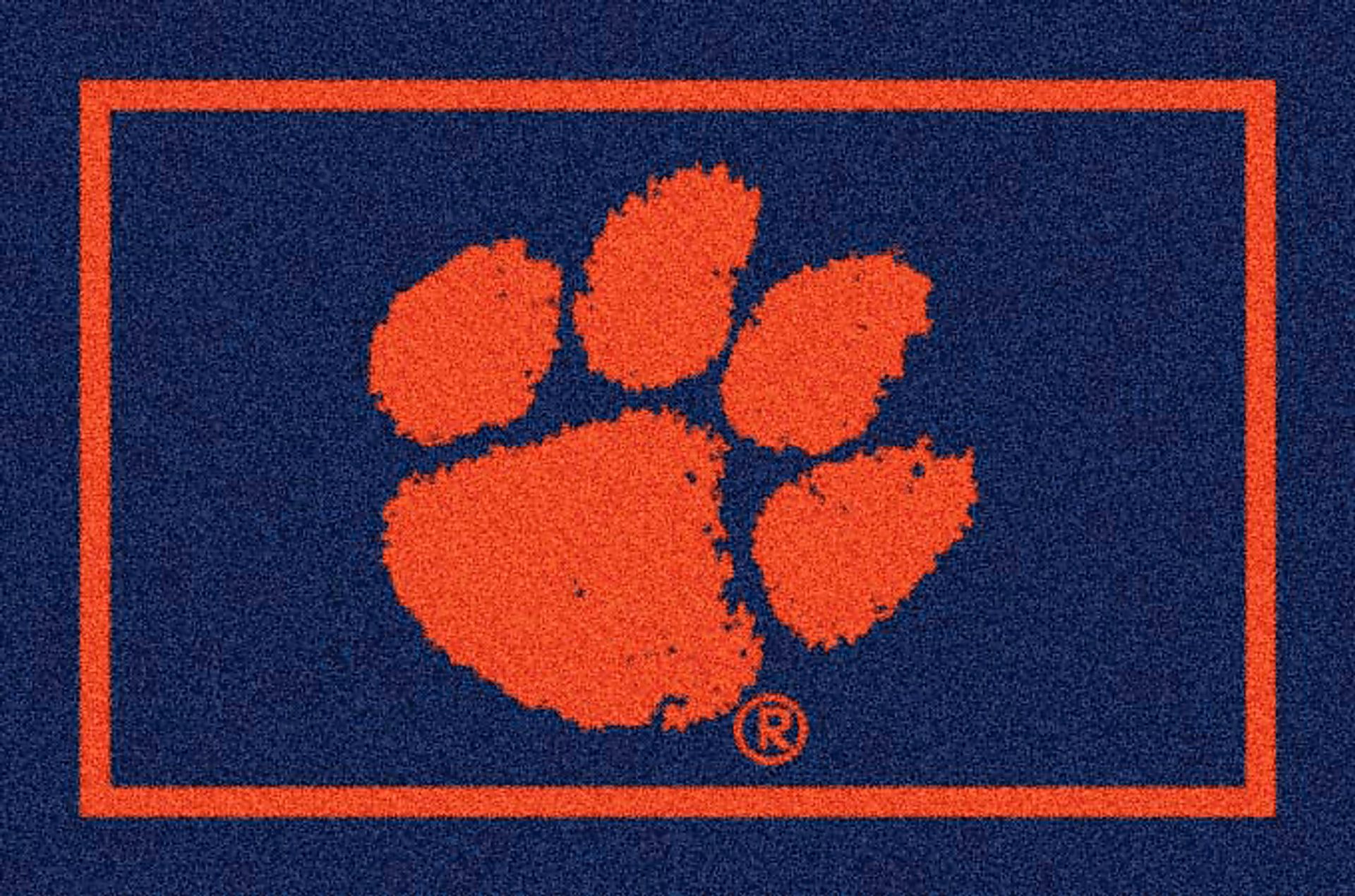 Clemson University 5 x 8 Orange/Purple Paw Mascot Rug - Image 1