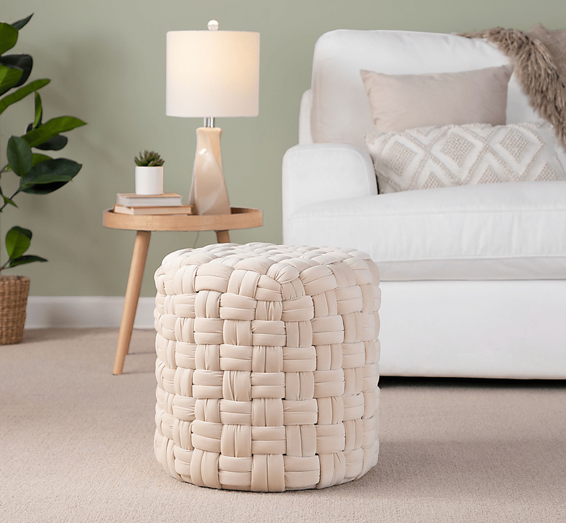 Clendenin Cream Ottoman - Image 2