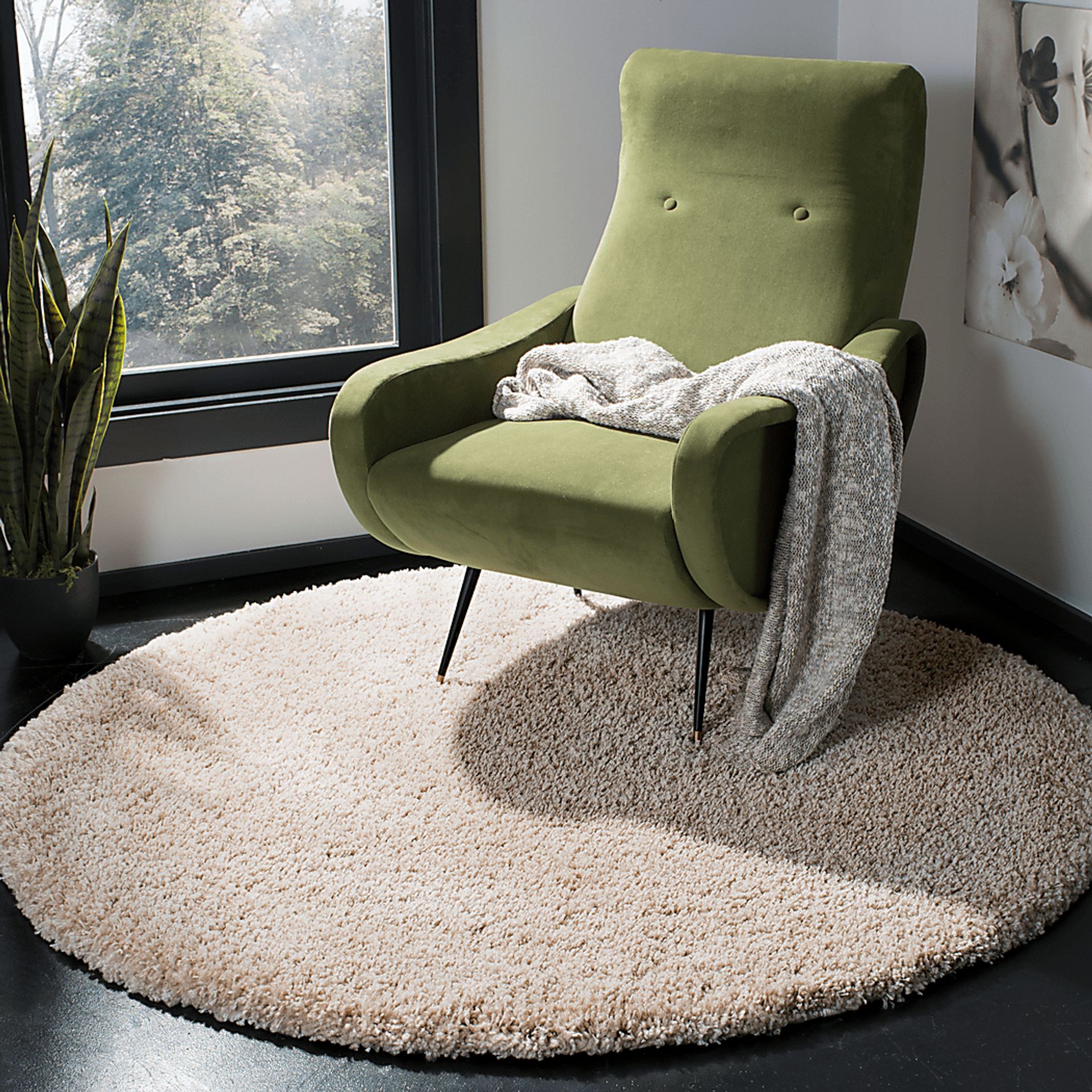 Cleona Beige 4' Round Rug - Image 3