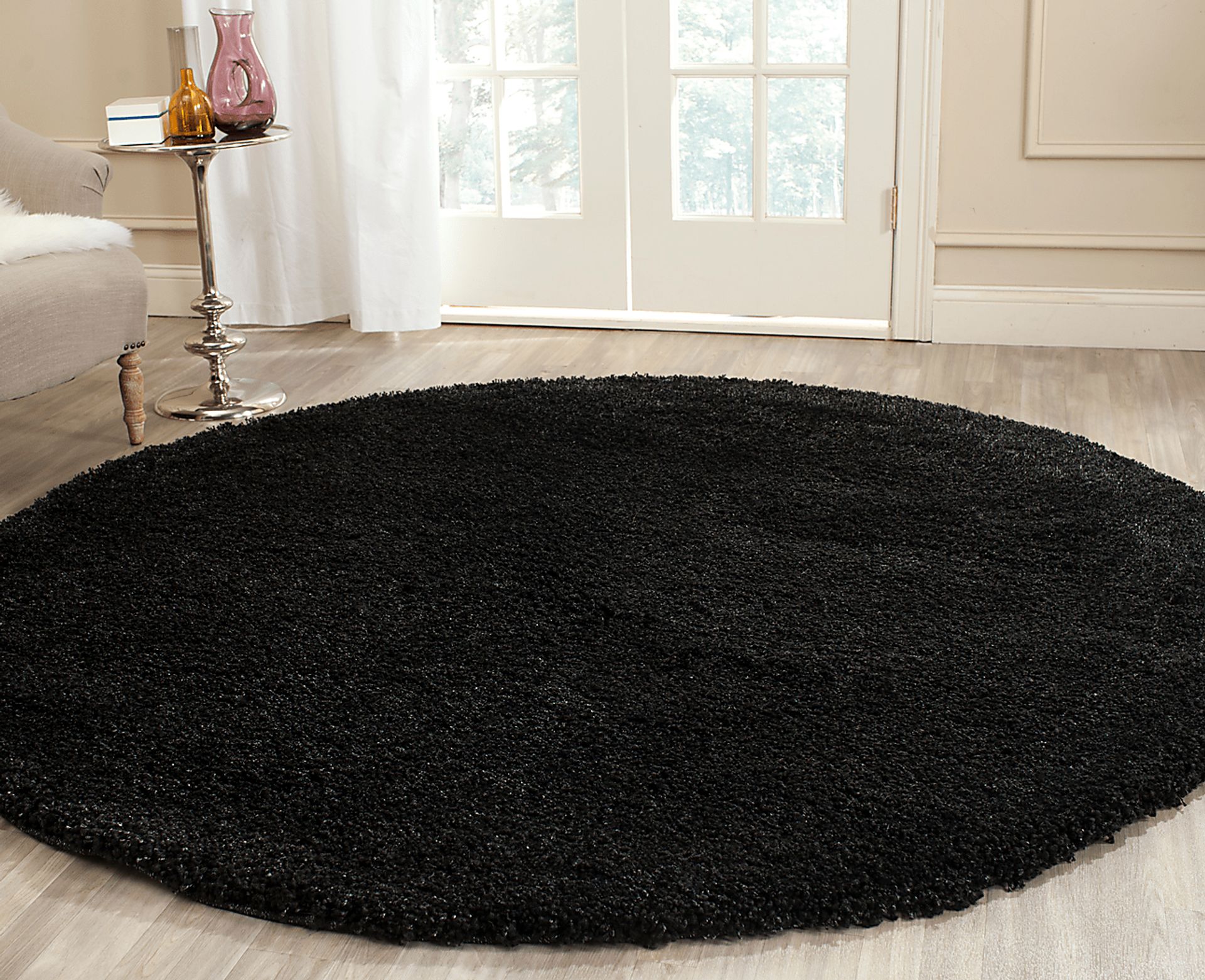Cleona Black 4' Round Rug - Image 3