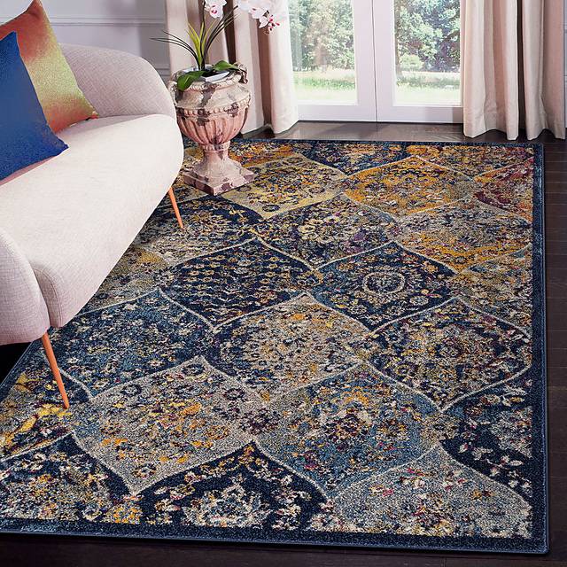 Clervin Navy/Orange 7'6 x 9'6 Rug - Thumbnail - Image 2