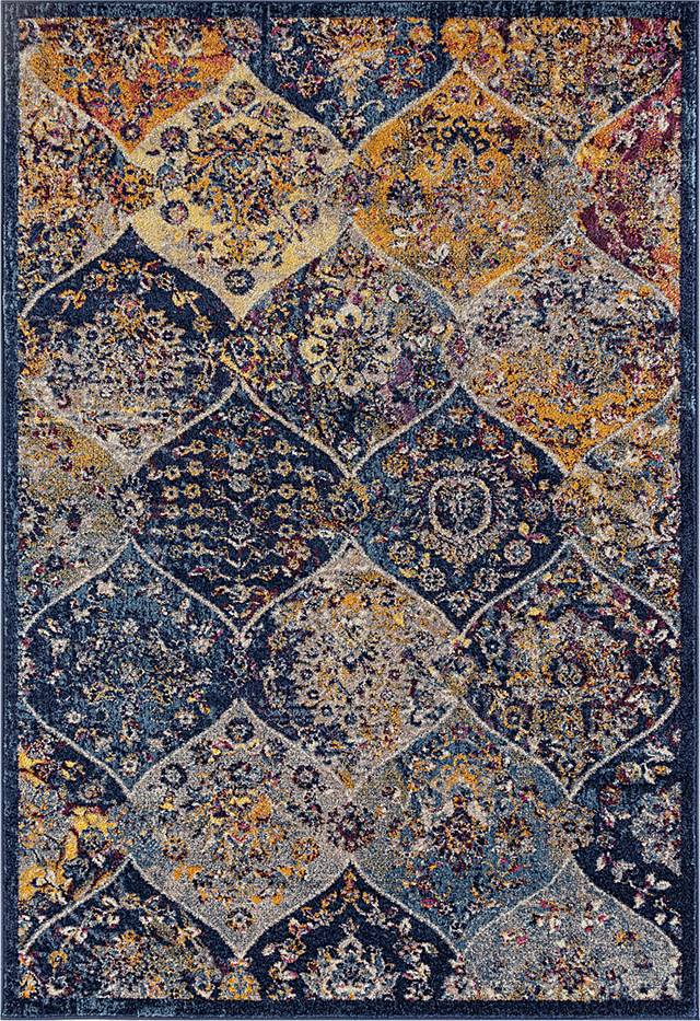 Clervin Navy/Orange 7'6 x 9'6 Rug - Thumbnail - Image 1