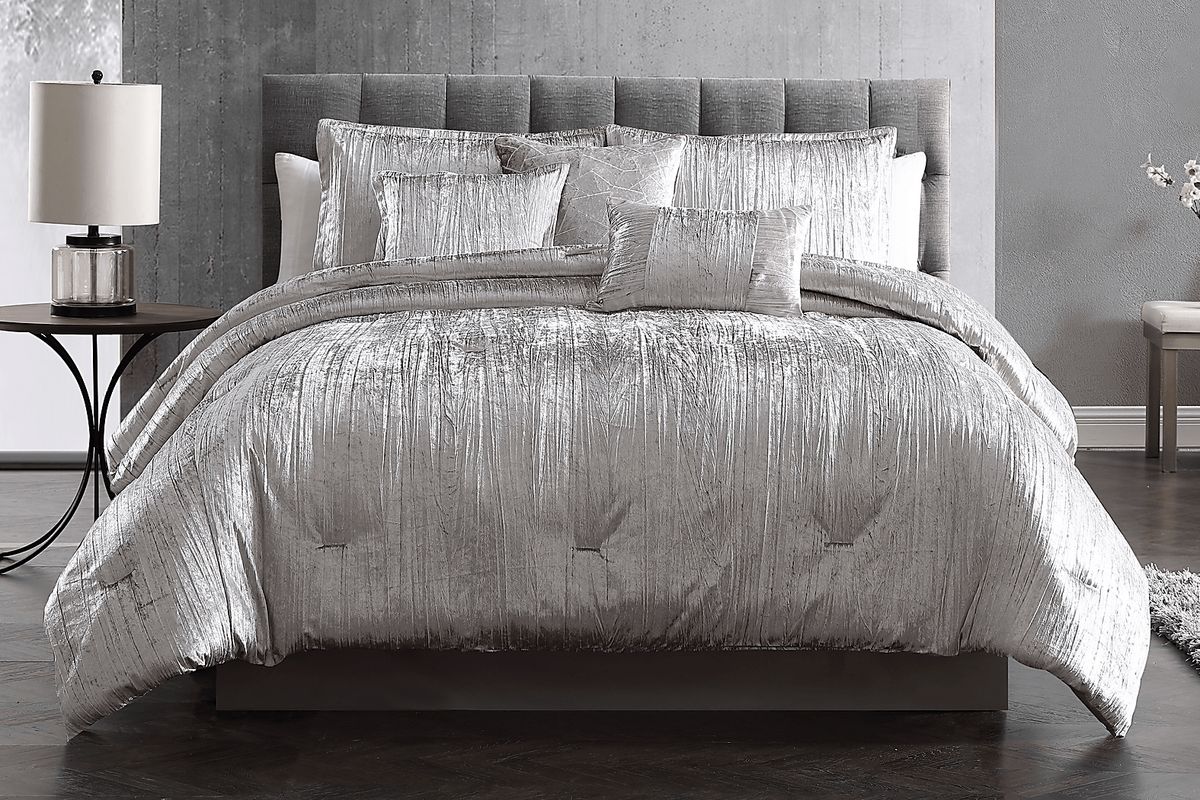 Cliffland Silver 7 Pc Queen Comforter Set