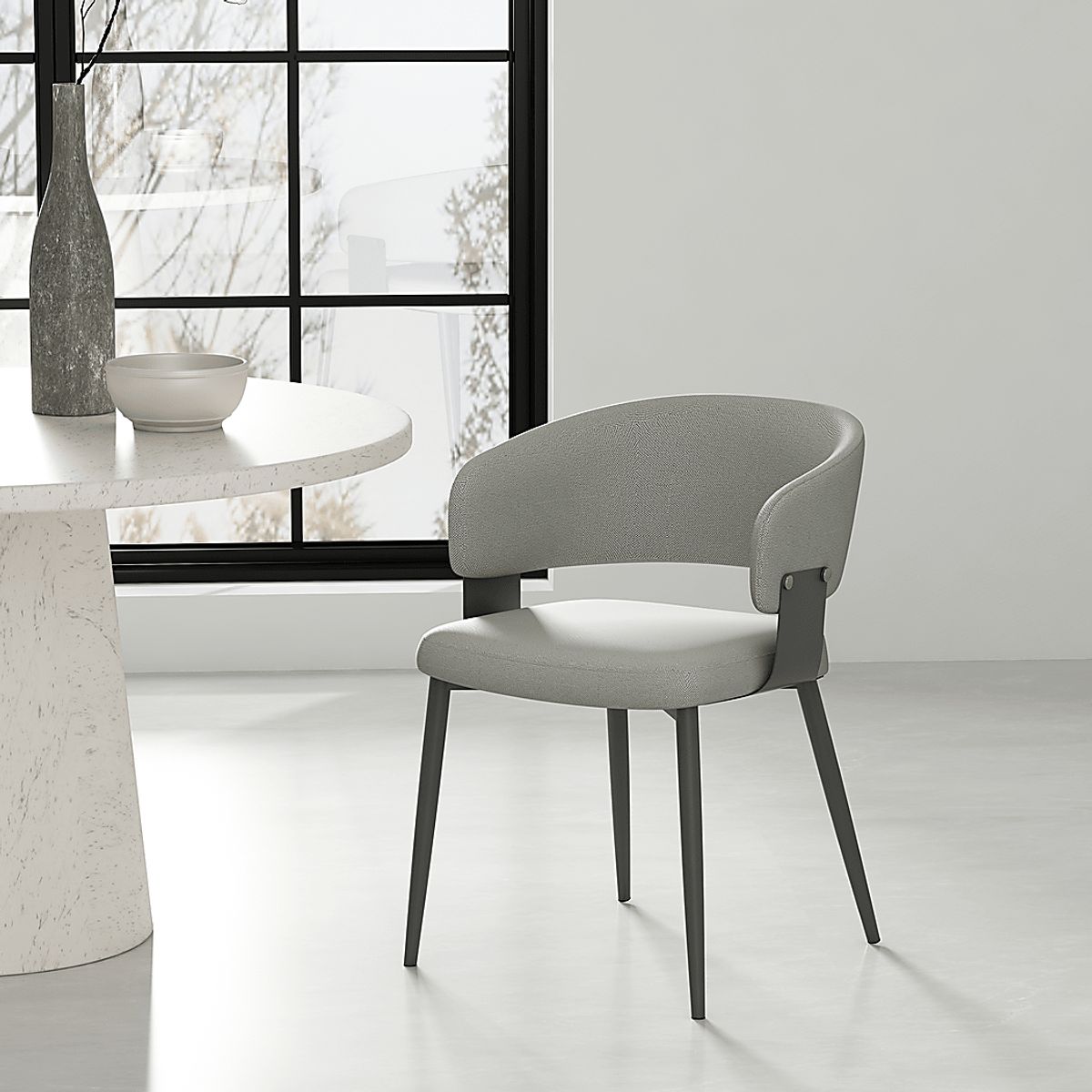 Cliffoods Stone Gray Vinyl Fabric Arm Chair | Rooms to Go