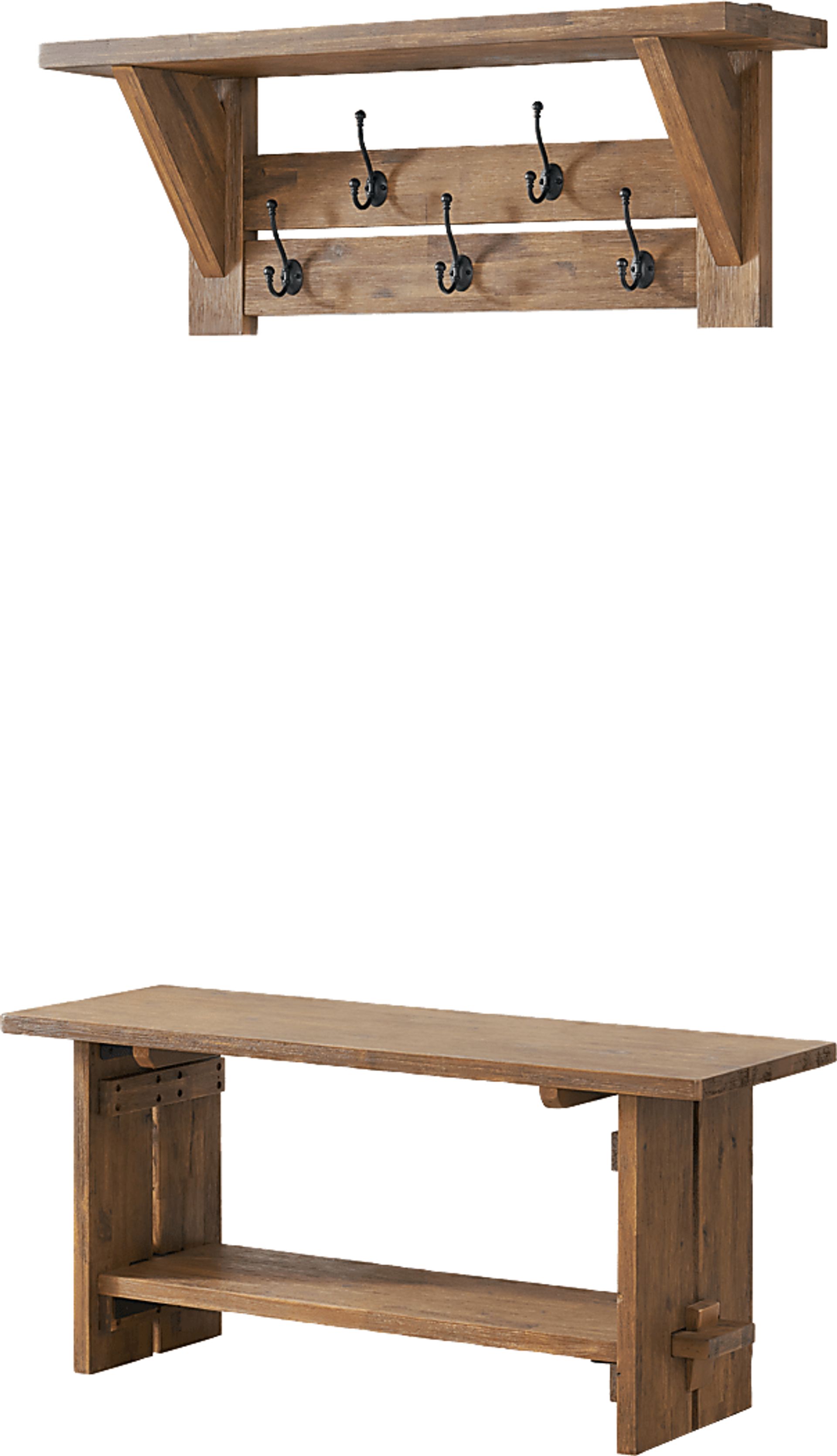 Clintom Natural Bench and Coat Hook, Set of 2 - Image 1
