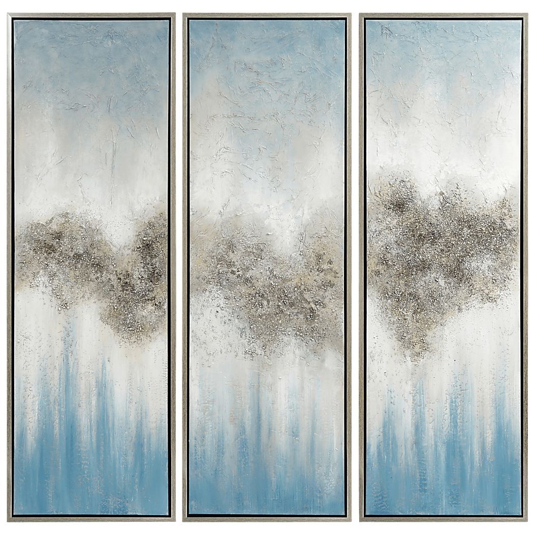 Cloud Formation Blue Artwork, Set of 3