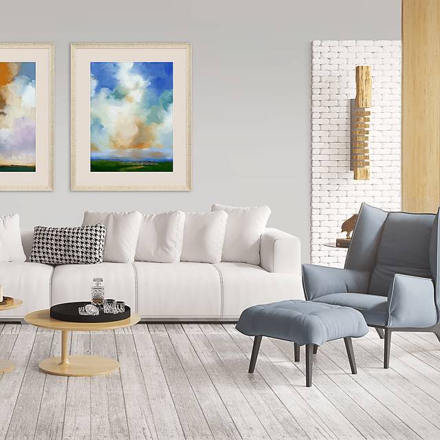 Cloud Viewing II Blue Framed Artwork - Thumbnail - Image 2