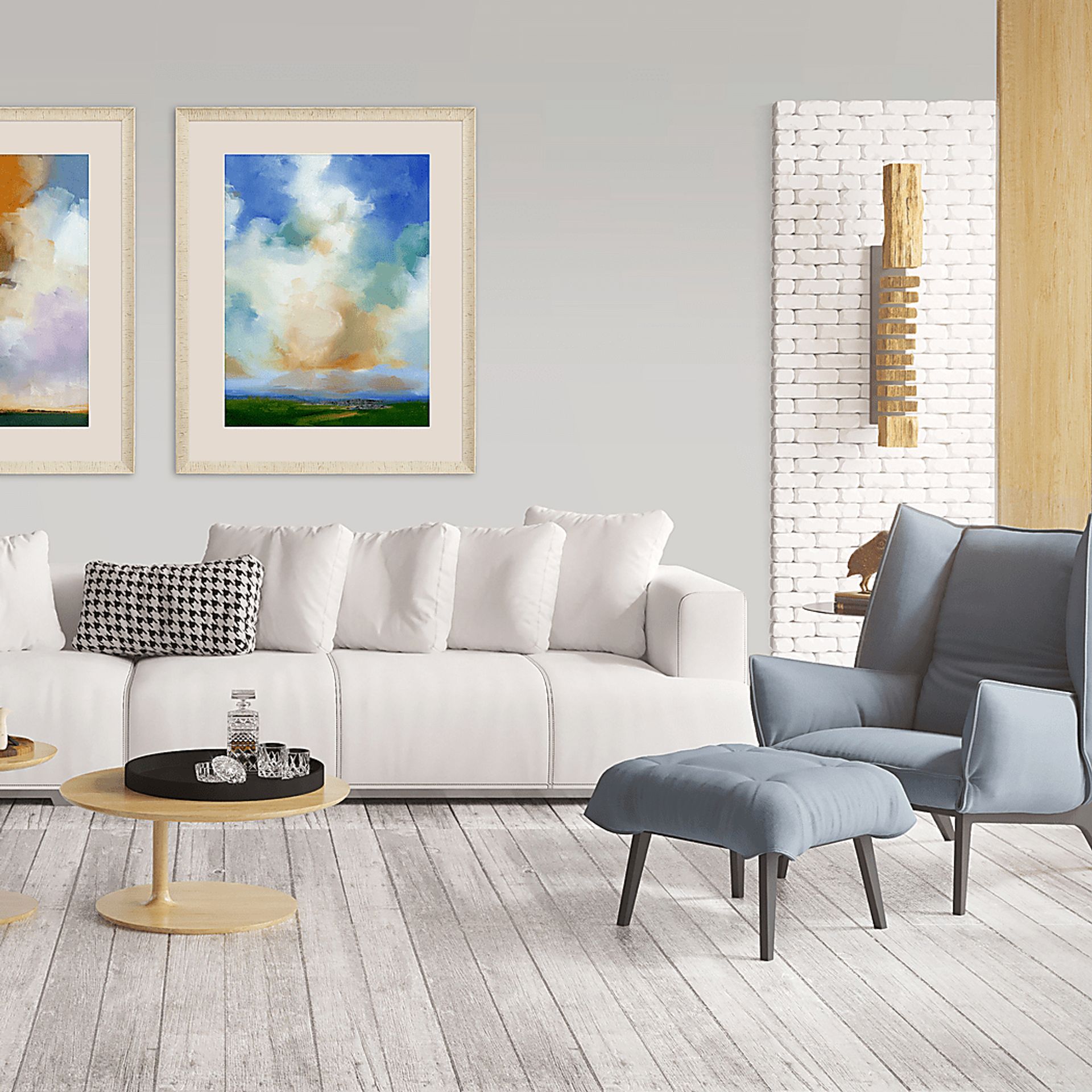 Cloud Viewing II Blue Framed Artwork - Image 2