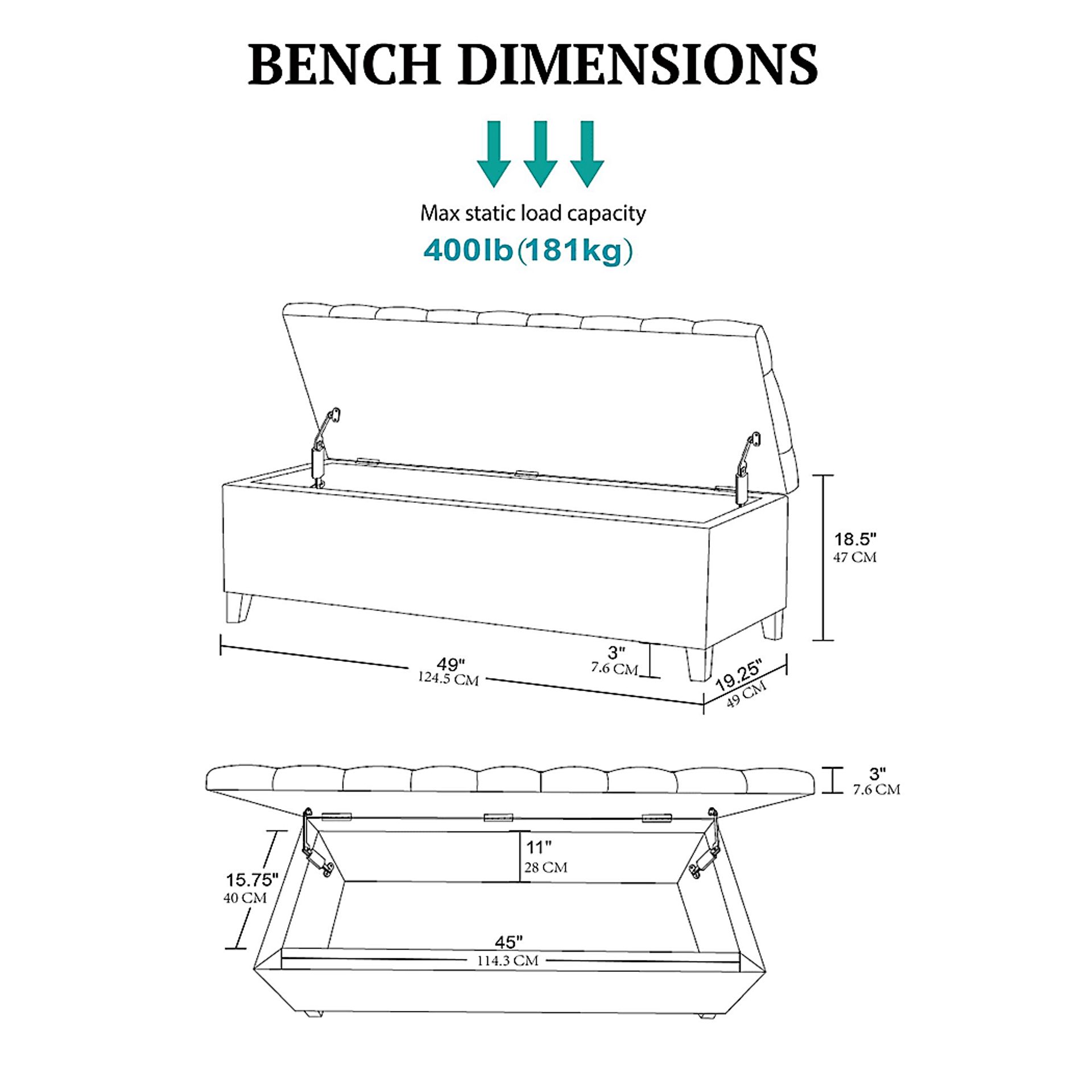 Cloudway Blue Storage Bench - Image 9