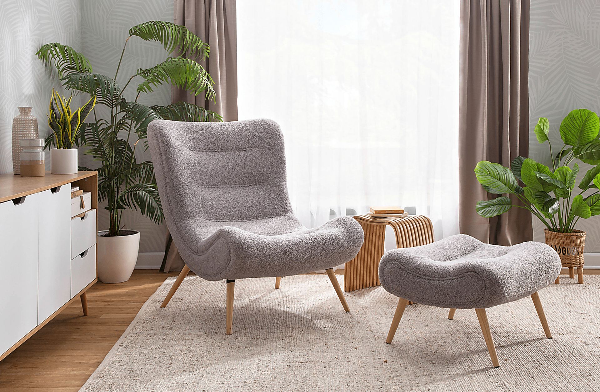 Cloueran Gray Accent Chair and Ottoman - Image 3