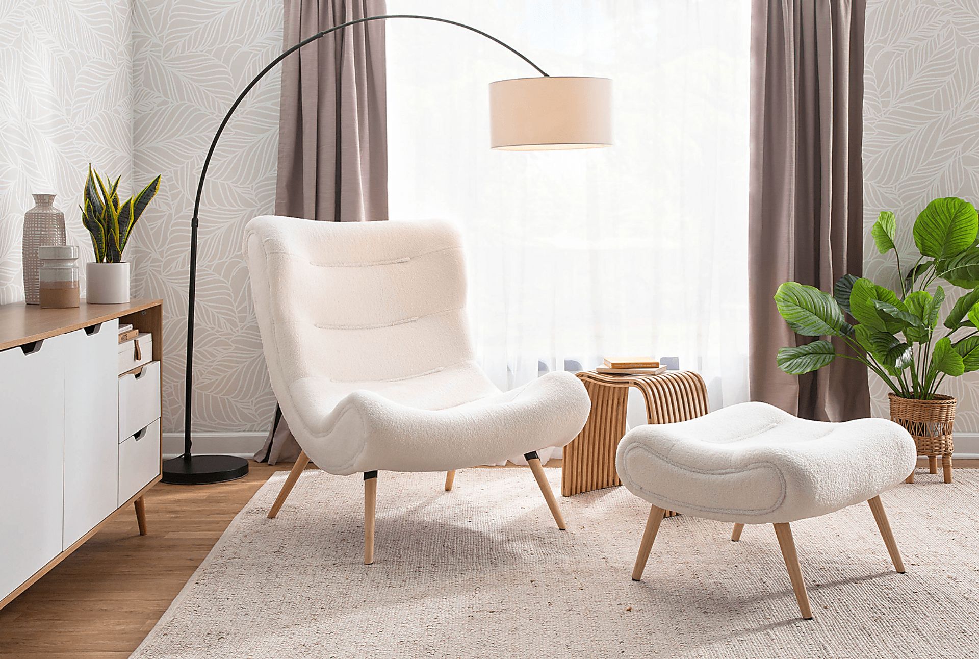 Cloueran White Accent Chair and Ottoman - Image 2