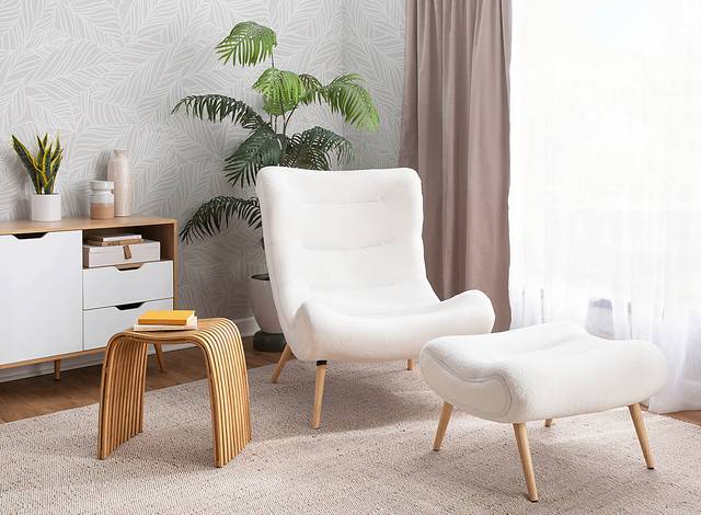 Cloueran White Accent Chair and Ottoman - Thumbnail - Image 3