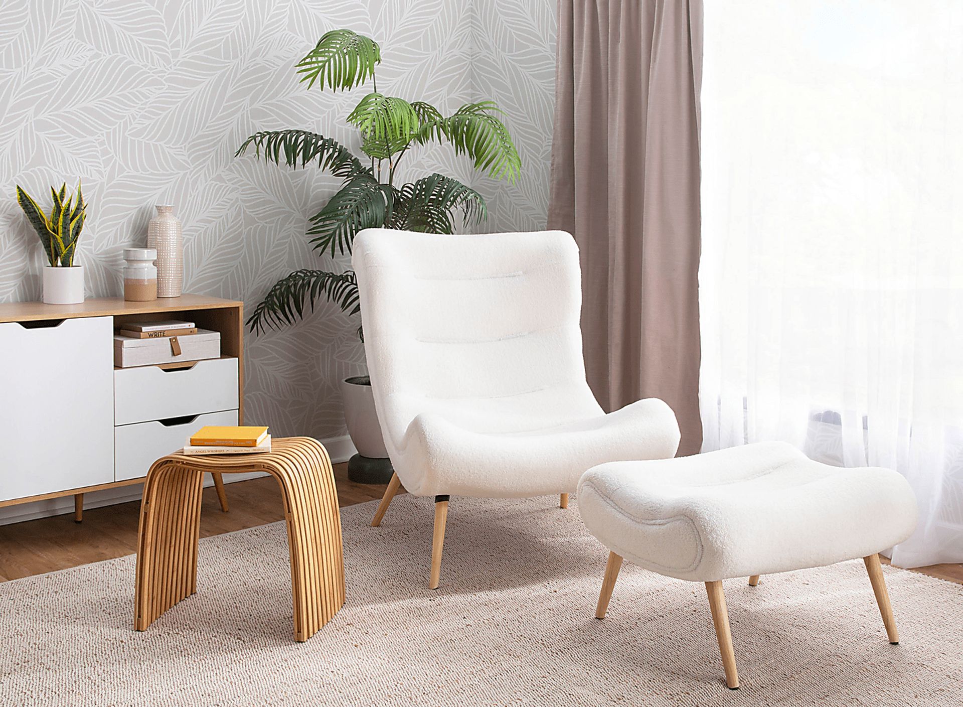 Cloueran White Accent Chair and Ottoman - Image 3