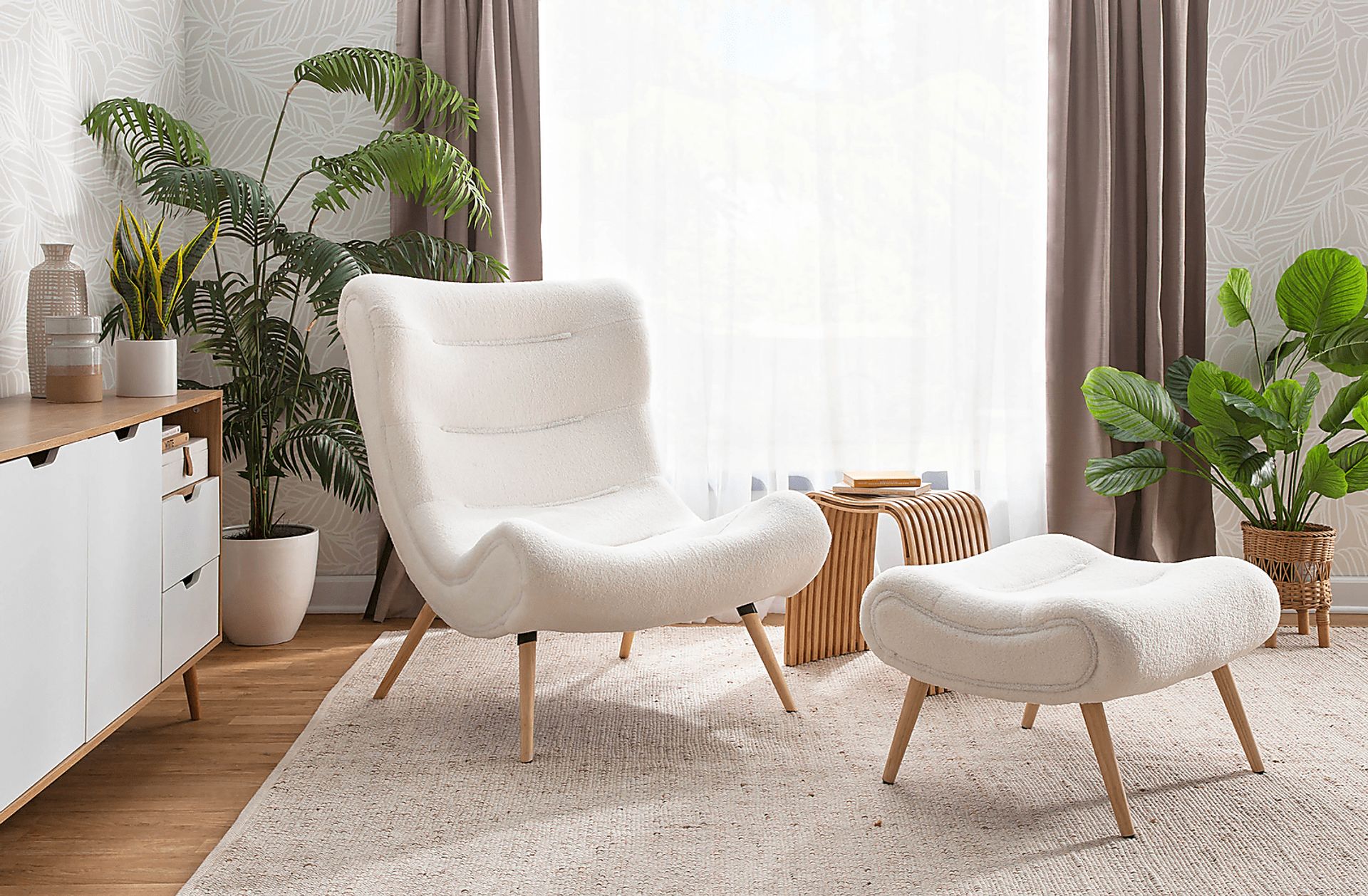 Cloueran White Accent Chair and Ottoman - Image 4