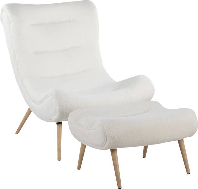 Cloueran White Accent Chair and Ottoman - Thumbnail - Image 1
