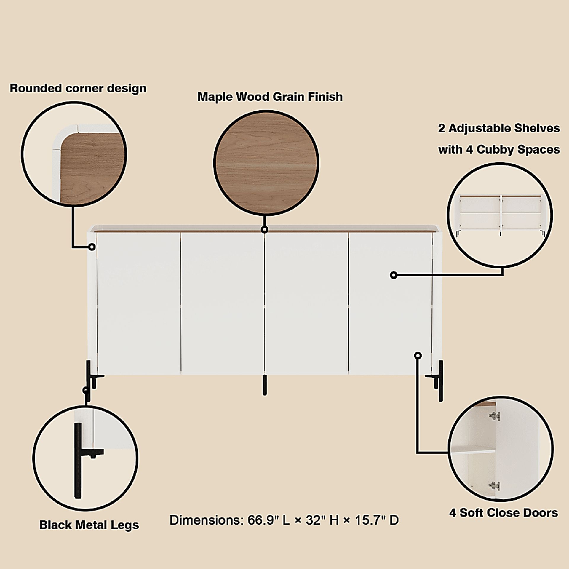 Cloverdaley Off-White Sideboard - Image 6