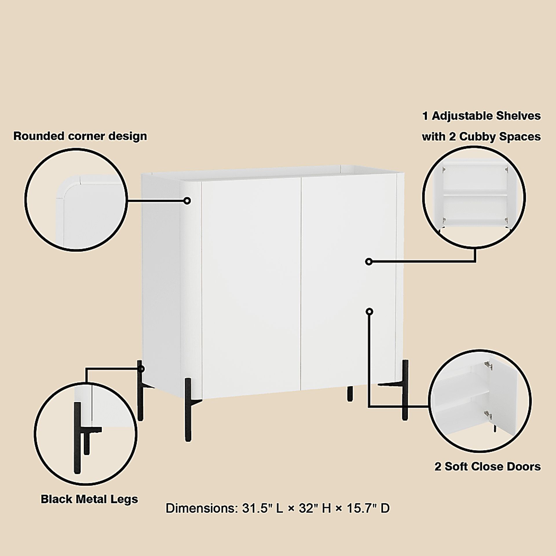 Cloverdaley White Accent Cabinet - Image 6