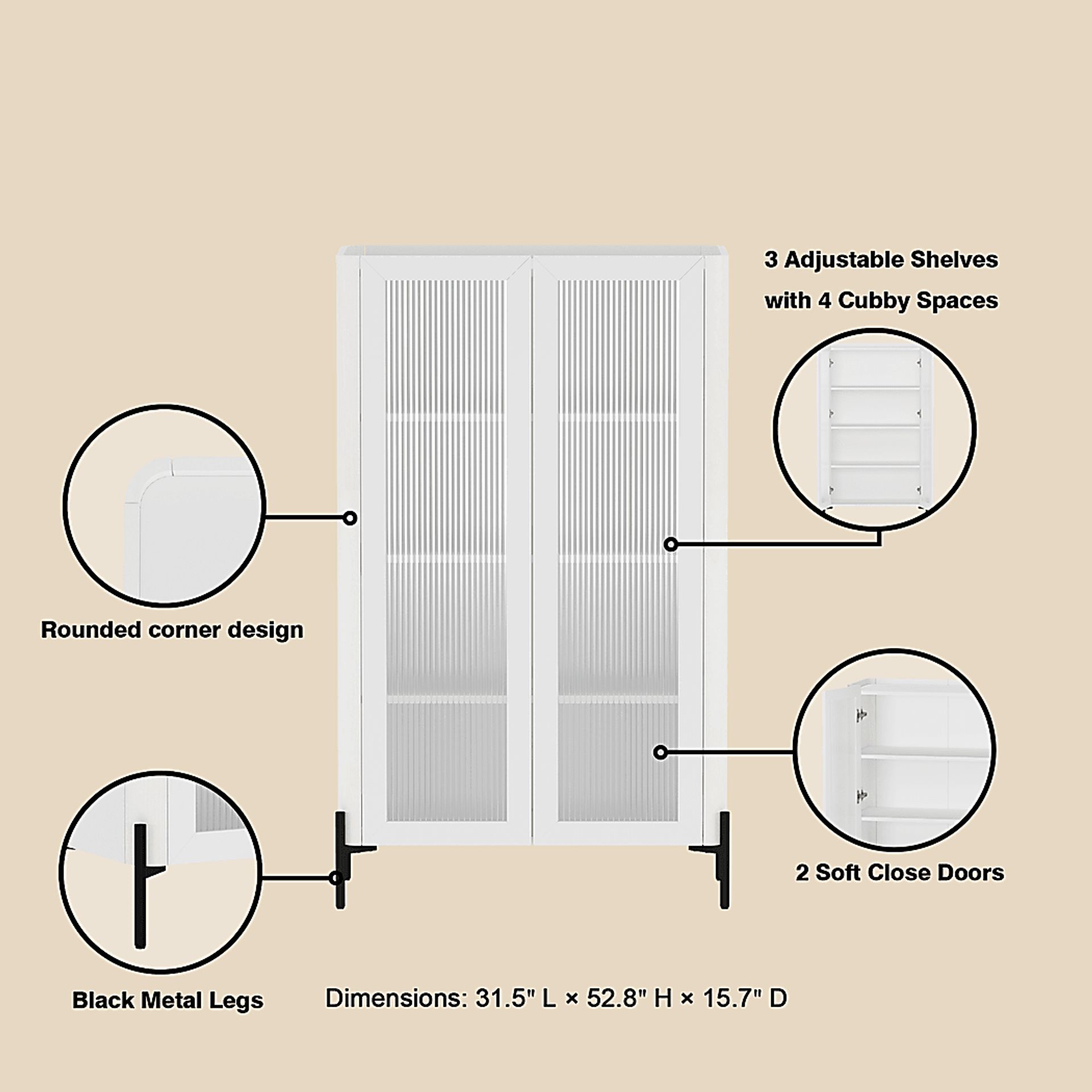Cloverdaley White Decor Cabinet - Image 6