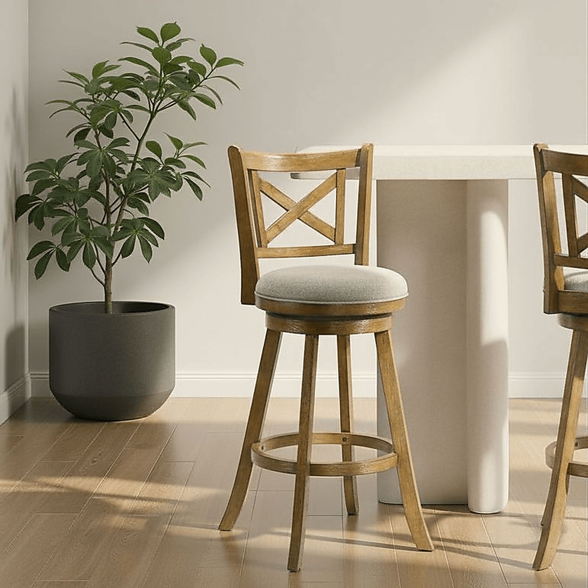 Cloverprises Gray Swivel Barstool - Image 2